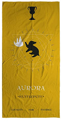 LolaPix Harry Handtuch. Badetuch Kinder. Personalisierte Handtücher. Strandtuch mit Namen. Personalisierte Geschenke. Verschiedene Designs und Größen.Hufflepuff