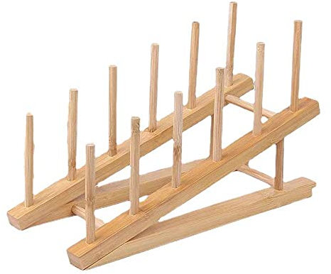 1 unids doble capa de madera escurridor de platos de cocina estante de plato de bambú estante de plato de madera estante de drenaje de plato de bambú estante de cocina organizador