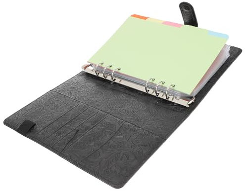 ULTECHNOVO A5 Planer Fügt Leder, Budgetordner mit Bargeldumschlägen Finanzmanagement- Notizbuch Geld- Organizer- Planer- Notizblock für Einkommen Schulden Rechnung Tracker (Schwarz)