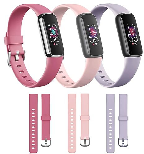 honecumi Kompatibel mit Fitbit Luxe Armbands für Damen Herren, Silikon Ersatzarmband Buntes Klassisch Verstellbares Sport Uhrenarmband Ersatz für Fitbit Luxe Wechselbänder - Kleine Größe