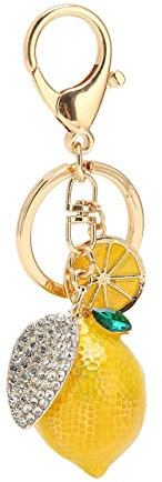 Autoschlüsselanhänger,Zitronen-Schlüsselanhänger,Schlüsselanhänger Little Lemon, stabiler Schlüsselanhänger Little Lemon aus Metall mit Strasssteinen, exquisite Farben, Schlüsselanhänger Little Lemon.