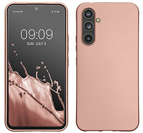 kwmobile Custodia Compatibile con Samsung Galaxy A54 5G Cover - Back Case Morbida - Protezione in Silicone TPU Effetto Metallizzato oro rosa metallizzato
