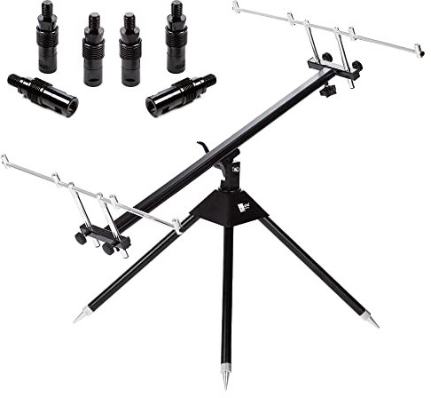 Zite Fishing Angel-Zubehör-Set | Aluminium Karpfen-Angelständer | Rod Pod mit Buzzer Bars | Karpfen-Rutenhalter inkl. Transporttasche | Quick Release Adapter | 6 Stück Angel-Ruten-Auflage