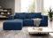 Moderno Ecksofa mit Schlaffunktion und Bettkasten Stripes - Sofa mit 3 Sitzer und Robuste überzug - Schlafcouch L-Form - Modern Couch Cord - 255x73x161 cm - Links Marine