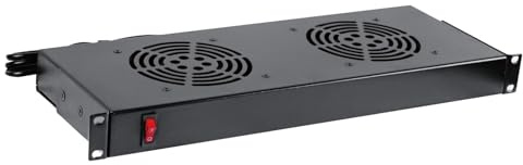 Tecmojo Rack Cabinet Mounted Server 1U 2 Fan Unit Cooling System Exhaust Airflow, for Cooling AV, Home Theater, Network 19inch Racks