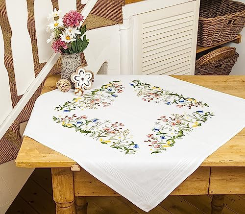 KAMACA Stickpackung Spannstich Plattstich Stielstich vorgezeichnet Baumwolle komplettes Stickset mit Stickvorlage Stickerei-Kit zum Selbersticken Erwachsene (Blumen Zauber MD 80x80 cm)