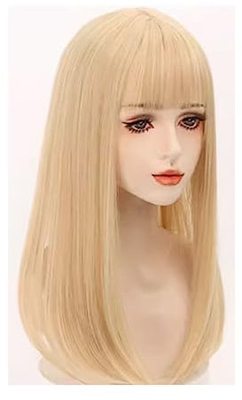 SAFWEL Unsichtbare Echthaar-Topper für Frauen, Clip-in-Topper mit Pony, Fransen, glattes Haar für Haarvolumen, täglicher Gebrauch (Gold B, 50 cm)