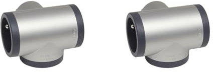 Legrand - Fiche multiprise avec 3 Prises latérales avec Terre - alu et Gris foncé (Lot de 2)