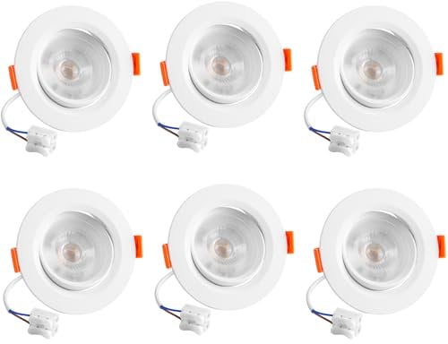 Vlio LED Einbaustrahler Flach LED Spots 230V 5W Bad Einbauleuchten IP20 Deckenspots Warmweiß 3000K Schwenkbar Einbauspots für Wohnzimmer, Badezimmer, Küche 6er Set