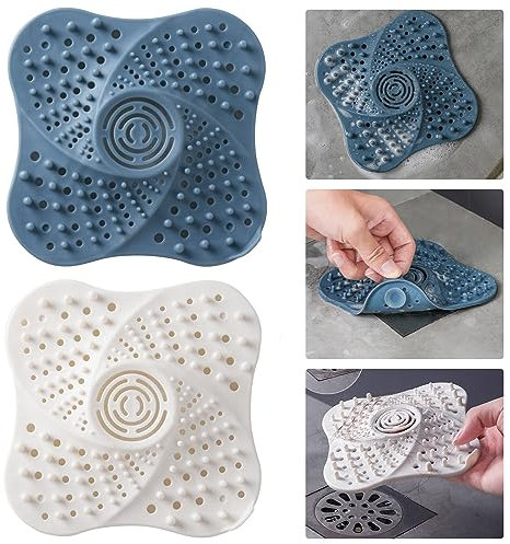 Shower Drain Cover Silicone Kitchen Sink Bath Hole Shower Strainer Plughole Trap Plug Covers Protector Hair Catcher, 4 Pcs