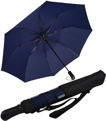 iX-brella Paraguas de bolsillo XXL 124 cm de fibra de vidrio con sistema automático, Insignia Blue, 124 cm, Paraguas de bolsillo XXL