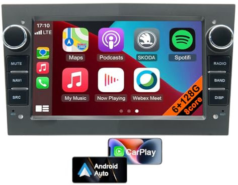 Android 13 Car Radio for Opel Vauxhall Corsa Astra Vectra Zafira with Wireless Carplay Android Car, 7 Inch Car Stereo with GPS Navigation Supports SWC DVB DSP (Grey, 8core 6GB+128GB)
