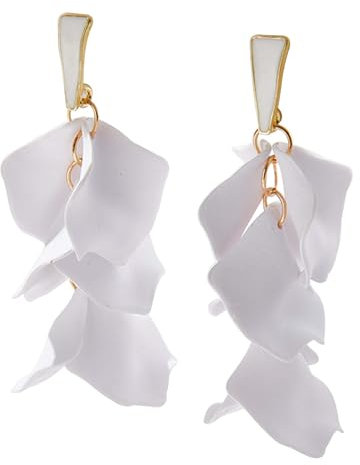 Ohrringe für Damen Lang Rosenblatt Acryl Elegant Mehrstufige Übertriebene Blütenblatt Blumen Ohrringe Böhmische Hochzeit Brautjungfer Schmuck für Frauen und Mädchen BS
