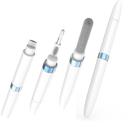 FINESTIC 5-in-1-Multifunktions-AirPods-Reinigungsset für AirPod 1 2 3, Ohrhörer-Reinigungstuch, weiche Bürste, Beflockungsschwamm, Reinigungsstift für Kopfhörer, iPhone, Ladeanschluss & Hülle