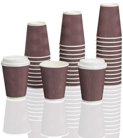 MH QUALITY Kaffeebecher To Go 200ml - 200x Premium Ripple-Wall Pappbecher mit Deckel | Hochwertige Einweg Coffee To Go Becher - Braun