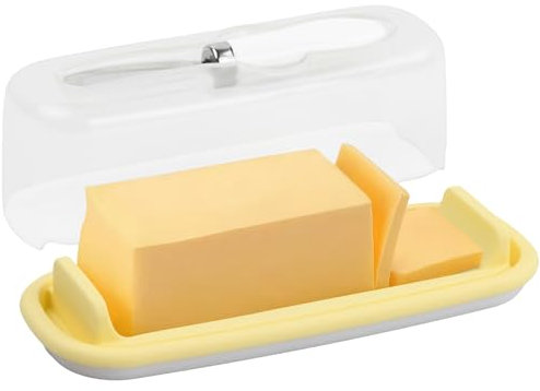 Mantequillera, Mantequera Hermética con Tapa y Cuchillo, Mantequera de Encimera, Recipiente para Mantequilla en el Frigorífico, Butter Dish Mantiene la Mantequilla Fresca y la Recoge Fácilmente