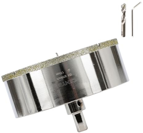 4-5/16 Inch 110mm Tile Hole Cutter Drill Bit Diamond Metal Hole Saw with Center Pilot Drill – Diamond-Coated for Marble, Granite, Ceramics, Porcelain Tiles, Glass