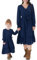PATPAT Mutter Tochter Kleid Set Langarm Stitching Einfarbig Familienoutfits, Kleider für Mädchen Partnerlook, Mama Tochter Strandkleid, Mutter Baby Partnerlook, Blau, Damen: S