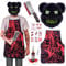 Ycaaeo Halloween Costume Horror Rabbit, Bloody Rabbit Mask, with Bloody Apron, Halloween, Inflatable Chainsaw, Tattoo Sticker, Artificial Blood Halloween, Halloween Costumes for Men and Women