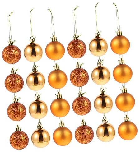 IMIKEYA 24st Weihnachtskugeln Weihnachtsbaum Weihnachtsbaum-anhänger Bruchsichere Weihnachtskugel Christbaumschmuck Polierte Weihnachtskugel Unzerbrechliche Baumkugeln Plastik Orange