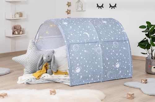 TiCAA Spiel- und Betttunnel, Kinderzelt, Kindertunnel für Jungs & Mädchen Spielzelt für Bodenbett, Hochbett, Etagenbett und Einzelbett 90x200cm