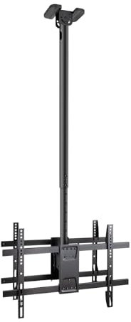 Soporte de Techo Extensible, Inclinable y Giratorio para 2 Pantallas 43-86, hasta 50 Kg de Peso por Pantalla, VESA hasta 600x400, Color Negro