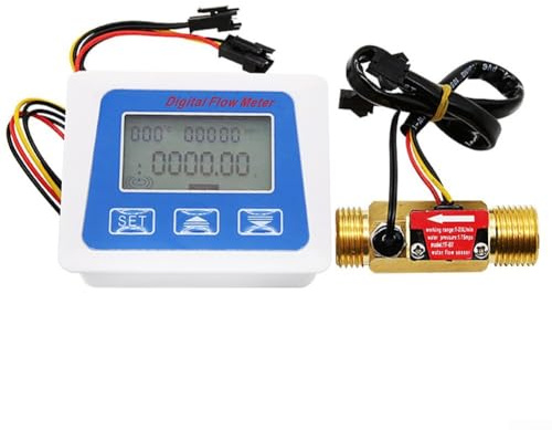 EasyByMall Medidor de Combustible Mecánico, Medidor Digital de Flujo con Sensor LCD para Diésel, Queroseno y Gasolina