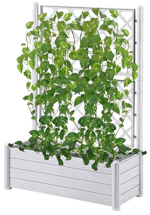 NG NICCOLAI FIORIERA DA ESTERNO IN PLASTICA CON SPALLIERA RETTANGOLARE O QUADRATA VARI COLORI - MADE IN ITALY (BIANCA, RETTANGOLARE (100X43X142(H) CM))