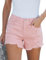 Roskiky Jean pour femme, taille haute, stretch, en denim, déchiré, ourlet rayé, pour l'été, décontracté, Rose bonbon, S
