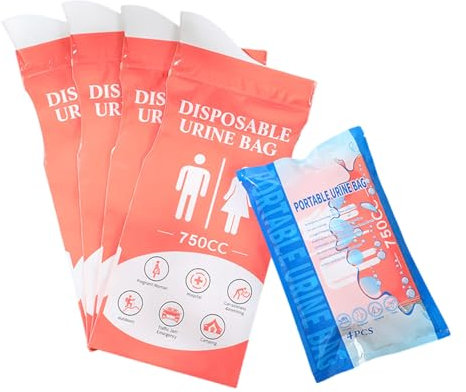 Illkjasfc 4Pcs 750ML Tragbare Auto Wc Urin Beutel Einweg Urin Beutel Freien Reise Camping Pee Taschen Für Männer Frauen Einfach Zu Bedienen
