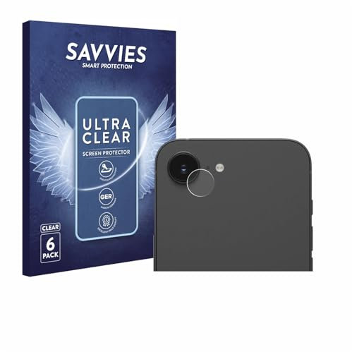 Savvies 6 Stück Schutzfolie für Apple iPhone 16e (NUR Kameraschutz) Displayschutz-Folie Ultra-Transparent