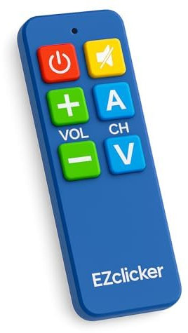 EZclicker Plus - Mando a Distancia de TV para Personas Mayores Control Remoto de Silencio de botón Grande, Funciona con Las Principales Marcas de TV (2 Pilas AAA no Incluidas) (Azul)