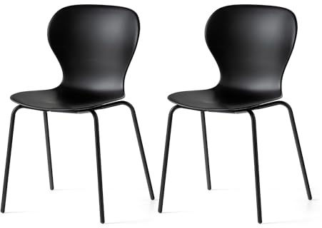 Connubia, 2 OPS! Stühle, Metallgestell, Mattschwarz, Sitz aus 100% recyceltem Polypropylen, Mattschwarz