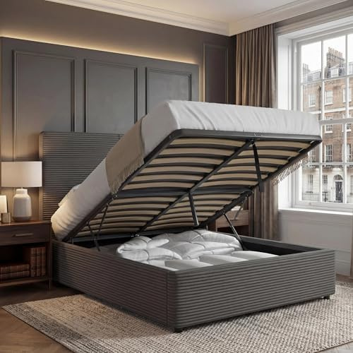 Blisswood King Size Bed Frame, 5ft Ottoman Bed with Storage, Upholstered Velvet Finish, Gas Lift-Up Opening & Strong Wooden Slats, Kingsize Bedframe for Bedroom or Guest Room (150x200cm, No Mattress)