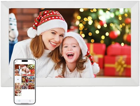 15,6 Zoll WLAN Digitaler Bilderrahmen | Full HD Touchscreen Design 32GB Speicher Auto Rotation Cloud Fotofreigabe Wandmontierbar