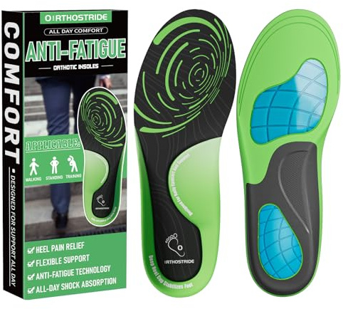 Orthostride Work Boot Insoles for Men Women, Shock Absorbing with Gel-L | Designed for everyday comfort,gel insoles provide shock absorption, arch support and cushioning to reduce foot fatigue