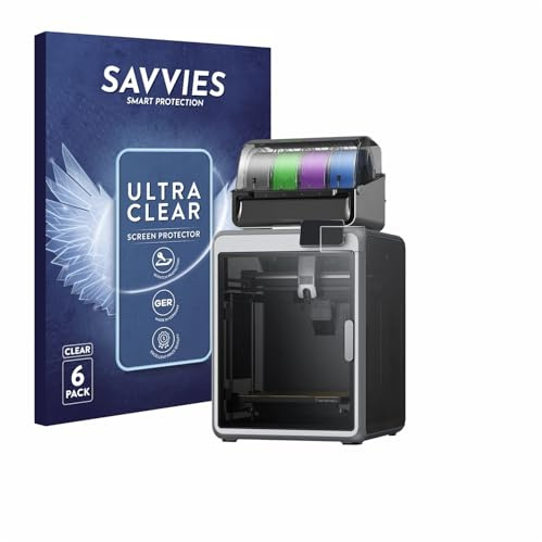 Savvies Schutzfolie für Creality K2 | 6 Stück Transparenter Displayschutz Made in Germany Ultra-Klar Displayschutz-Folie