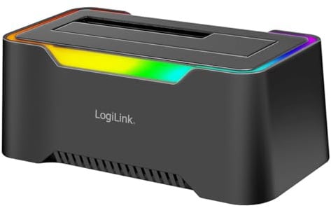 LogiLink USB-C (3.2 Gen1) Docking Station für 2.5 & 3.5 SATA HDD/SSD, mit RGB Licht, Thunderbolt kompatibel, Windows, Mac OS, Linux