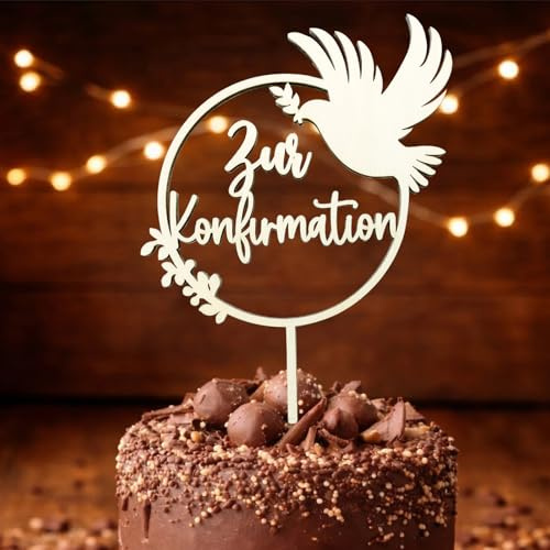 Tortendeko Konfirmation aus Holz, Tortenstecker Cake Topper Konfirmation Deko für Jungen Mädchen