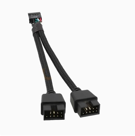AYHYHLJZJ USB 2.0 9 Pin Splitter Mainboard, US B Header Splitter1 zu 2, 9 Pin USBSplitter mit Nylon-Geflecht, Mainboard USB Splitter, Schwarz-USB Hub Intern für Computer PC Mainboards