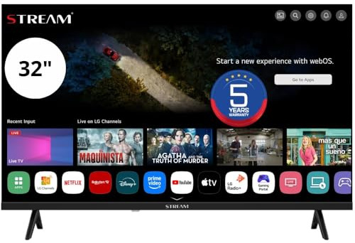 Stream System - WebOS 8.3, Smart TV 32, 5 anni di garanzia, HD Ready, Magic Remote Control, HDR10, frameless (senza cornice), controllo vocale (ThinQ AI) con modalità Hotel - Modello WSTRH3226TEX