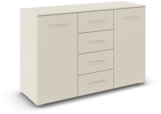 Rauch Möbel ADITIO, Kommode, Farbe Beige, Breite 120 cm | Sideboard im zeitlosen Stil, 2-türig, 4 Schubladen, Soft-Close-Funktion, für Schlafzimmer, Gästezimmer, Wohnzimmer, Flur