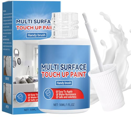 Xazuninsu White Enamel Touch Up Paint, 30ml Waterproof Tub and Tile Paint with Brush, Fast Drying Repair Pen for Radiator, Bath, Fridge, Sink, Chips Scrapes