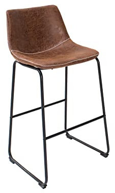 invicta INTERIOR Industrial Design Barhocker Django - Vintage braun schwarz - Microfaser Eisengestell - Barstuhl mit Lehne Sitzschale