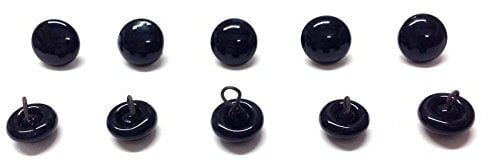 celloexpress Pack of 5 Pairs - 4mm Black Glass Dome Eyes with Metal Loops - Eyes for Soft Toys or Teddy Bears