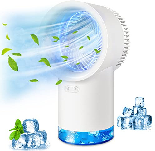 Luatuer Portable Air Cooler, 4 in 1 Circulator, Personal Mini Conditioner with Cooler & Humidifier Purifier, 3 Fan Speeds, Suitable for Home Office Room, White