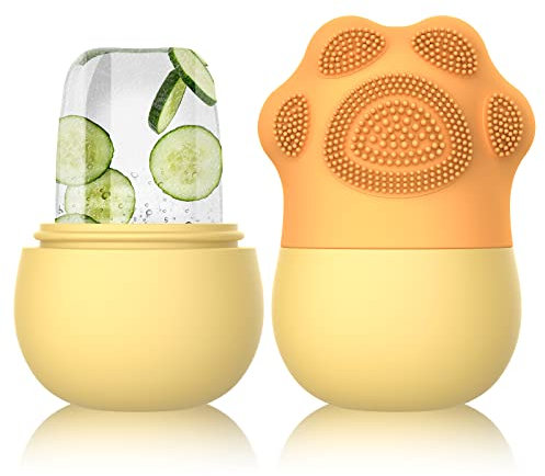 GeeRic Ice Face Roller, brosse de nettoyage pour le visage en silicone, contour du visage cubique pour les yeux, le cou, la beauté du visage, le rouleau de massage, les outils de soins de la peau