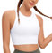 CRZ YOGA Damen Butterluxe Racerback Sport BH Gepolstert Ohne Bügel Crop Tops Longline Yoga Tank Top Fitness Sports Bra Weiss 36