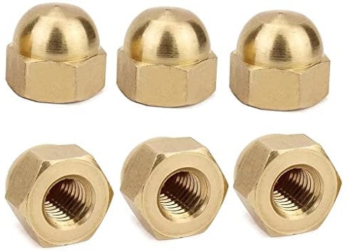 FEEIMOL Dome Cap Nuts Brass Copper Hex Acorn Nuts M8 (4 pcs)