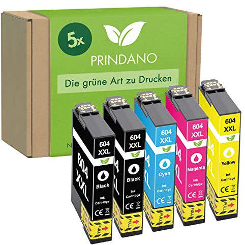 Prindano 5 Patronen kompatibel mit Epson 604 604XL Druckerpatronen Expression Home XP-2205 XP-4200 XP-4205 XP-3205 Workforce WF-2930DWF WF-2950DWF WF-2935DWF Multipack (5er-Pack)